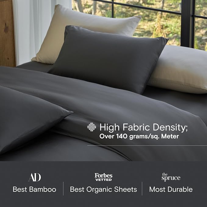 DOZ Duvet Cover Set, 100% Viscose derived from Bamboo, Organically Grown, Buttery Soft, Cooling Duvet Covers, High GSM, 1 Duvet Cover and 1 Pillowcase, 70"x90" (Storm, Twin/Twin XL)