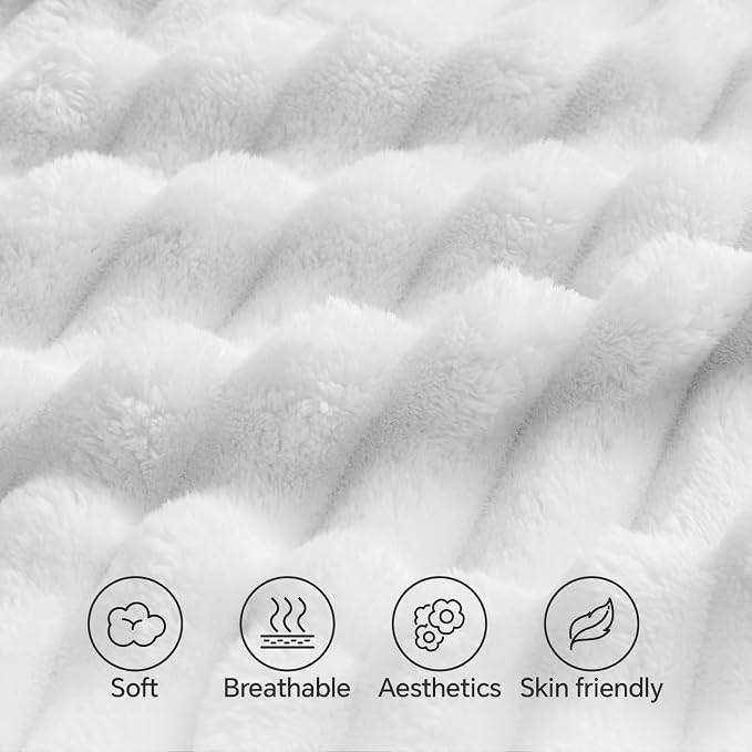 BEDELITE Fluffy Striped Body Pillow Cover with Zipper, Bright White, 20x54 | Ultra-soft Faux Fur with 14D Striped Texture, Comfy, Plush, and Cloud-like, Body Pillow Pillowcase for Bed Couch Room Decor
