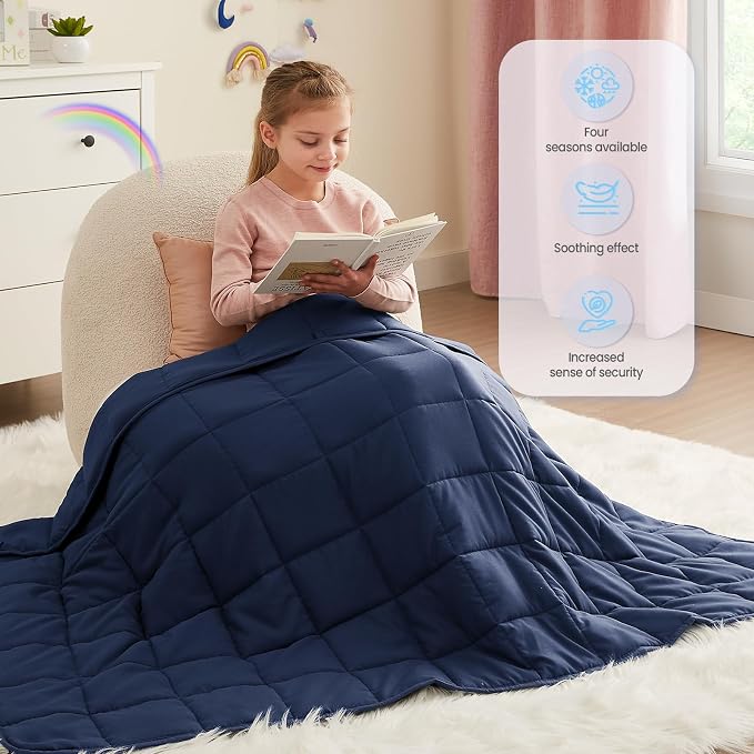 Weighted Blanket - 3 lbs Navy Blue Heavy Blanket, 20"x30", Small Size Breathable Lap Blanket
