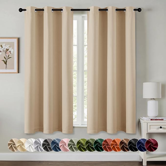 MIULEE Blackout Curtains for Bedroom 2 Panel 40x54 Inch Long Biscotti Beige | Thermal Insulated, Living Room Darkening Grommet Drapes, Noise Reducing, Light Blocking Window Treatments