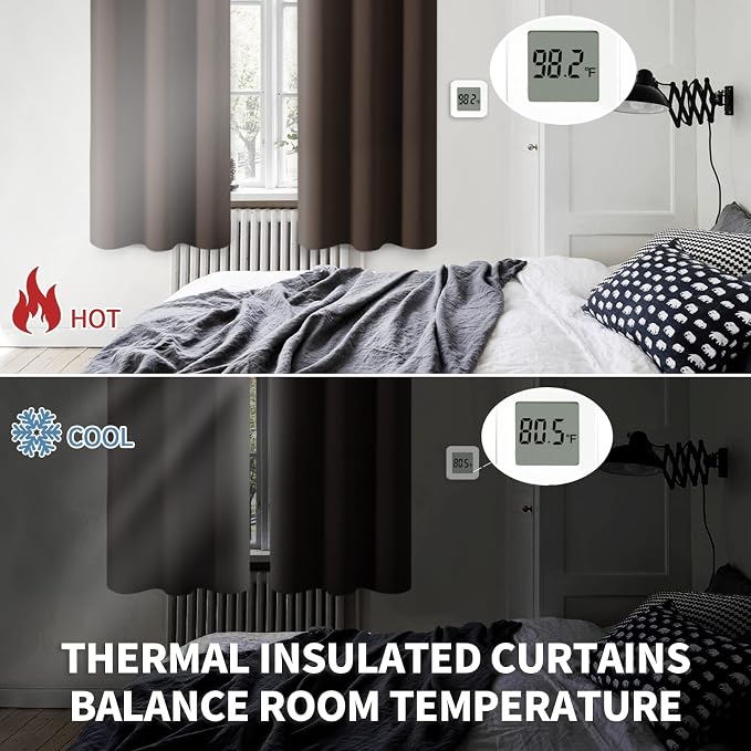BGment Blackout Curtains for Living Room - Grommet Thermal Insulated Room Darkening Curtains for Bedroom, 2 Panels of 42 x 72 Inch, Brown | Grommet Top, Black Out, Room Darkening, Sunblock, Thermal Insulated, Window Drapes for Kids Boys Room, 42x72 Inch