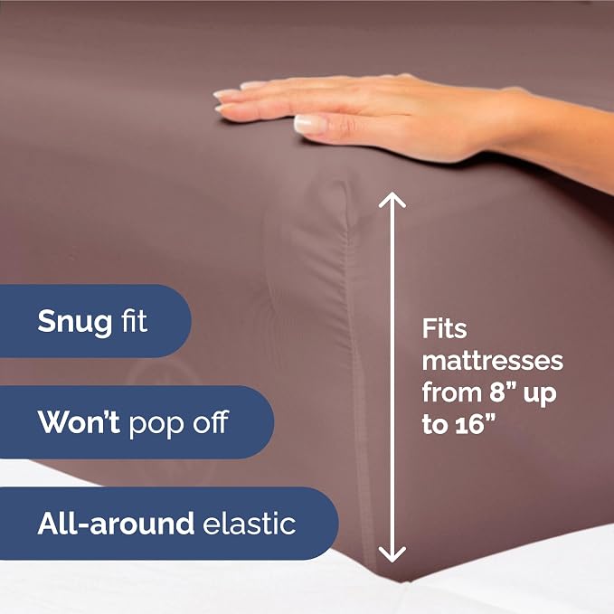 Split King Size 5 Piece Sheet Set - Ultra Soft & Cooling Bed Sheets - Clay | Fits 8 Inch to 16 inch Mattress, Wrinkle Free & Fade Resistant with Deep Pockets, Breathable, Comfy Hotel Luxury Bedding