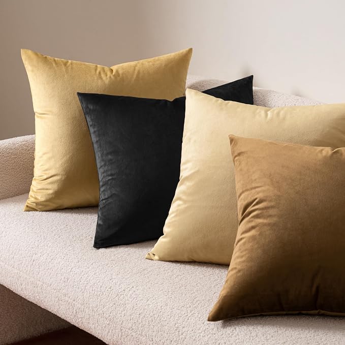 MIULEE 28x28 Inch Pack of 2 Euro Velvet Throw Pillow Covers Black | Soft Solid Decorative Euro Sham, Modern Luxury Home Decor, for King Bed Sofa Couch Bedroom Livingroom
