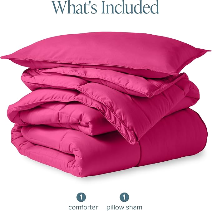 Bare Home Comforter Set - 1800 Ultra Soft (Twin/Twin XL, Pink) | All-Season, Breathable, Hypoallergenic, Premium 1800, Warm, Cozy