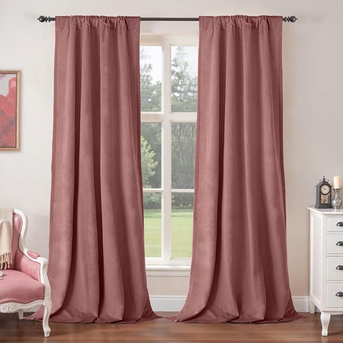BGment Dusty Rose Pink Velvet Curtains 84 inches 2 Panels for Living Room | Luxury, Thermal Insulated, Noise Reduce, Super Soft, Elegant Window Curtains for Bedroom, Back Tab Rod Pocket, 38 x 84 Inch