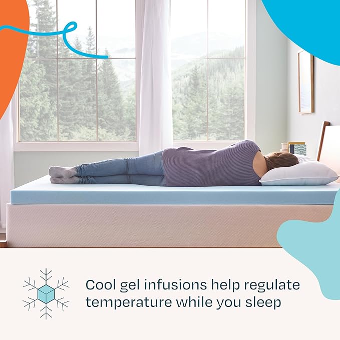 Linenspa Memory Foam Mattress Topper, Twin Size - 3 Inch Gel Infused Memory Foam - Plush Feel - Cooling and Pressure Relieving - CertiPUR Certified