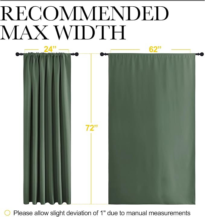 NICETOWN 2 Panels Blackout Curtains, Rod Pocket Window Curtains Room Darkning Drapes for Bedroom/Living Room, Thermal Insulated Solid Draperies for Home Office/Study, 62 by 72-Inch, Dark Mallard