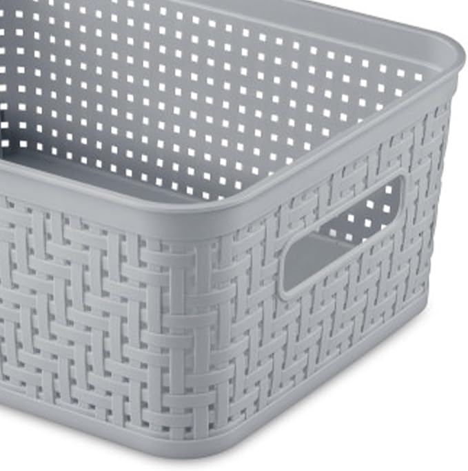 Sterilite 32 Pack Plastic Storage Bin Organization Containers, Small Baskets, Cement