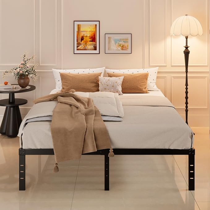 Maenizi 12 Inch Bed Frame Queen Size, Heavy Duty Queen Bed Frame | No Box Spring Needed, Platform Metal Support Up to 3000 lbs, Easy Assembly, Noise Free, Black