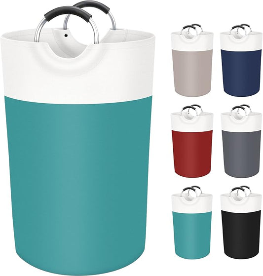 BlissTotes 115L Laundry Basket, Freestanding Collapsible Hamper, Green | Collapsible Dirty Clothes Hamper, Foldable Laundry Bag for Dorm, Waterproof Fabric, Padded Aluminum Handles