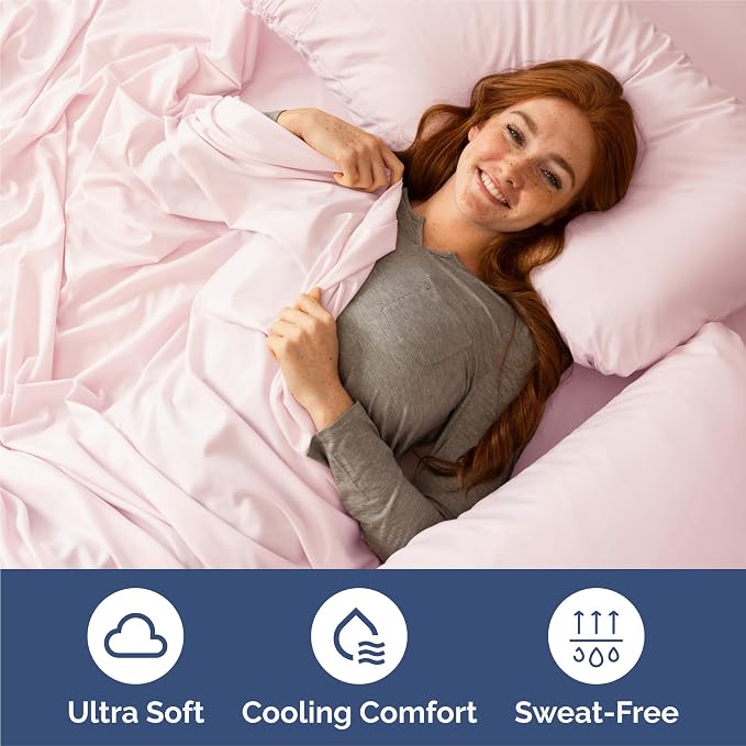 Split King Size 5 Piece Sheet Set - Breathable & Cooling - Lavender Pink | Hotel Luxury Bed Sheets for Women & Men, Deep Pockets, Easy-Fit, Comfy, Soft and Wrinkle Free Sheets, Oeko-Tex Bed Sheet Set