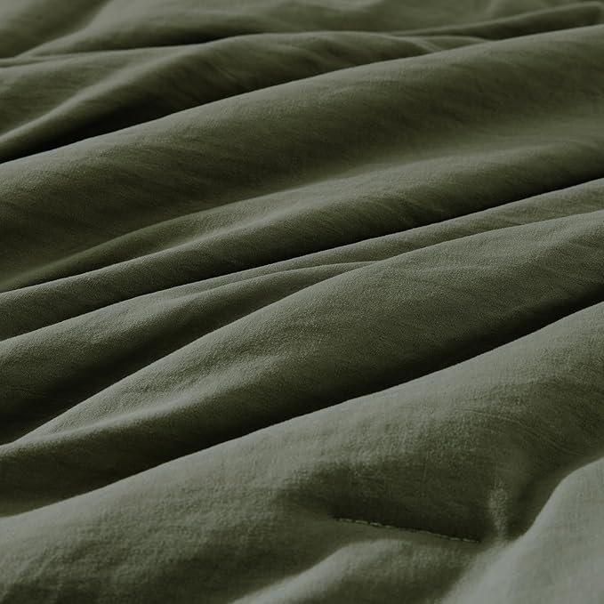 Oversized King Size Comforter Set- 7 Pieces Bed in a Bag King Bedding Sets | Prewashed All Season Comforter with Sheets, Pillow Shams & Pillowcases,Olive Green
