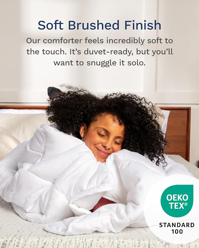 ViscoSoft Twin/Twin XL Reversible Comforter - Down Alternative Duvet Insert | All Season Cooling Lightweight Reversible Quilted Blanket - OEKO-TEX Certified - Ideal for Dorm & Guest Bed - White