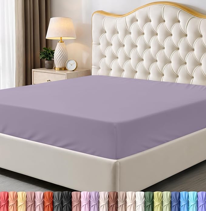 Utopia Bedding King Fitted Sheet - Bottom Sheet - Deep Pocket - Soft Microfiber - Shrinkage and Fade Resistant-Easy Care -1 Fitted Sheet Only (Lavender) | Hotel Comfort, Cooling & Breathable Cotton like Polyester, Easy Fit, Wrinkle & Fade Resistant, Sn...