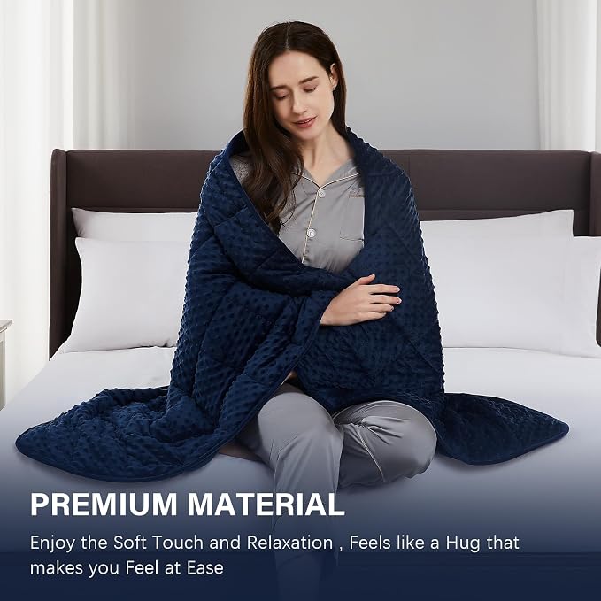 CuteKing Weighted Blanket - Weighted Blanket with Premium Glass Beads - Heavy Blanket Crystal Velvet for Comfort Sleep - Thick Blanket All Season (15lbs, 48"x72", Blue Bubble)