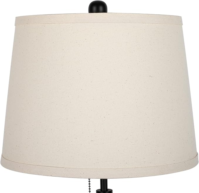 Bedside Table Lamps Set of 2: Tall Black Table Lamps for Living Room End Table | Height Adjustable 3-Way Dimmable Nightstand Lamp with Pull Chain Switch Modern Lamps for Bedroom Office(Bulbs Included)