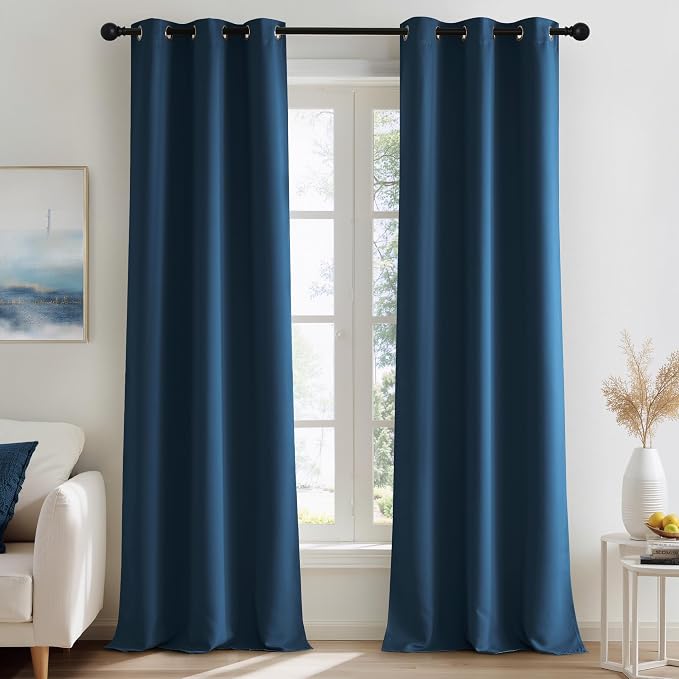 NICETOWN Morrocan Blue Room Darkening Curtains 90 Inches Long 2 Panels for Living Room, Bedroom, Nursery Summer Thermal Insulated Blackout Drapes Grommet Noise Reducing Window Curtains, W40