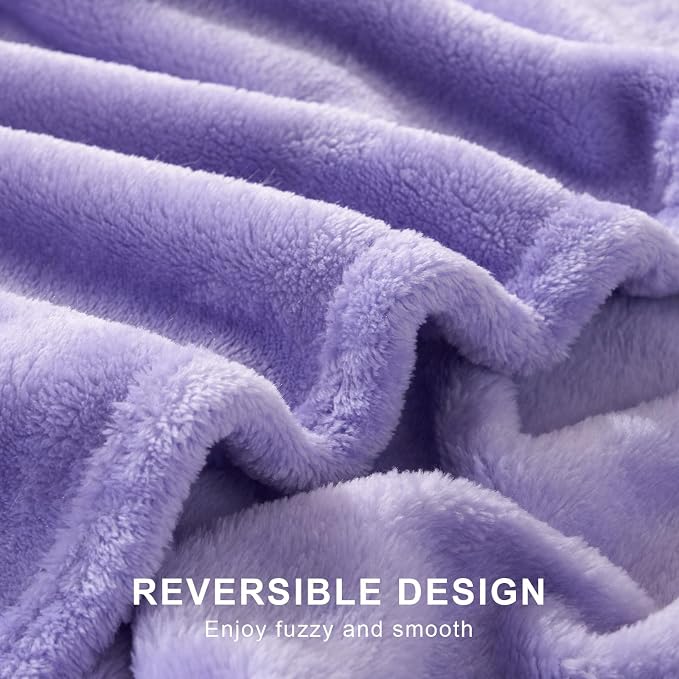 Hansleep Throw XL Light Purple Fleece Blanket, Soft Flannel Bed Blanket | Fuzzy Cozy Blanket 50x70 Inches, Multi-use for Bed, Sofa, Couch, Travel, Camping, All Season Warm Lightweight Cover