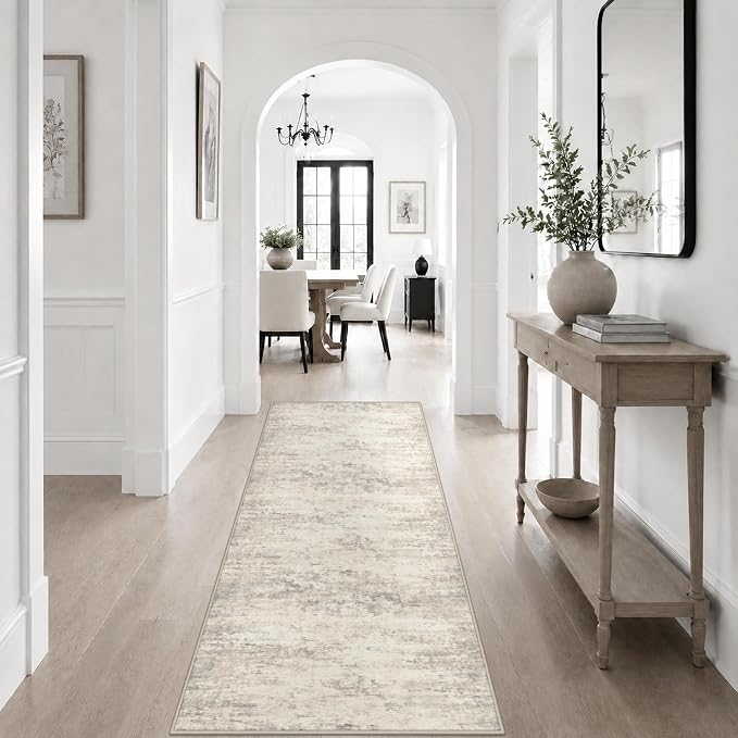 2x6 Washable Runner Rug：Modern Abstract Soft Carpet Brown Beige | For Hallway, Bedroom, Kitchen, Laundry, Bathroom,Door Mat,Modern Abstract,Machine washable,Non-Slip,Stain Resistant,Indoor