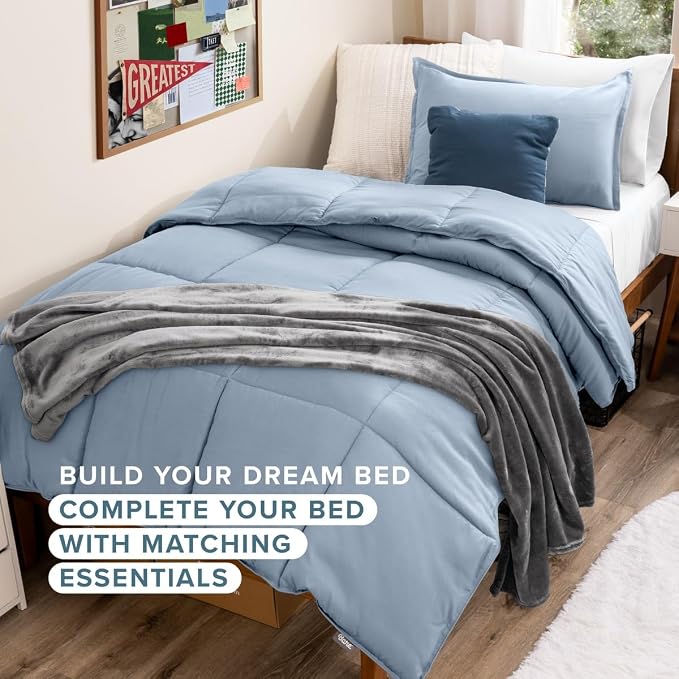 Bare Home Twin XL Sheet Set - 1800 Ultra-Soft (Twin XL, Dusty Blue) | Deep Pockets 6 to 15 Inches, Breathable, Hypoallergenic, Hotel Luxury, Easy Fit, Soft, All-Season