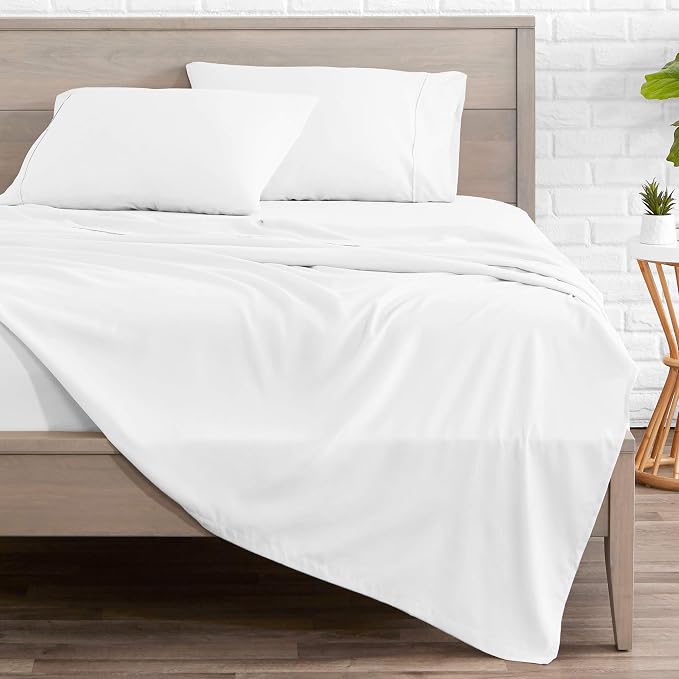 Bare Home Twin Sheet Set - 1800 Ultra-Soft (Twin, White) | Deep Pockets 6 to 15 Inches, Breathable, Hypoallergenic, Hotel Luxury, Easy Fit, Soft, All-Season