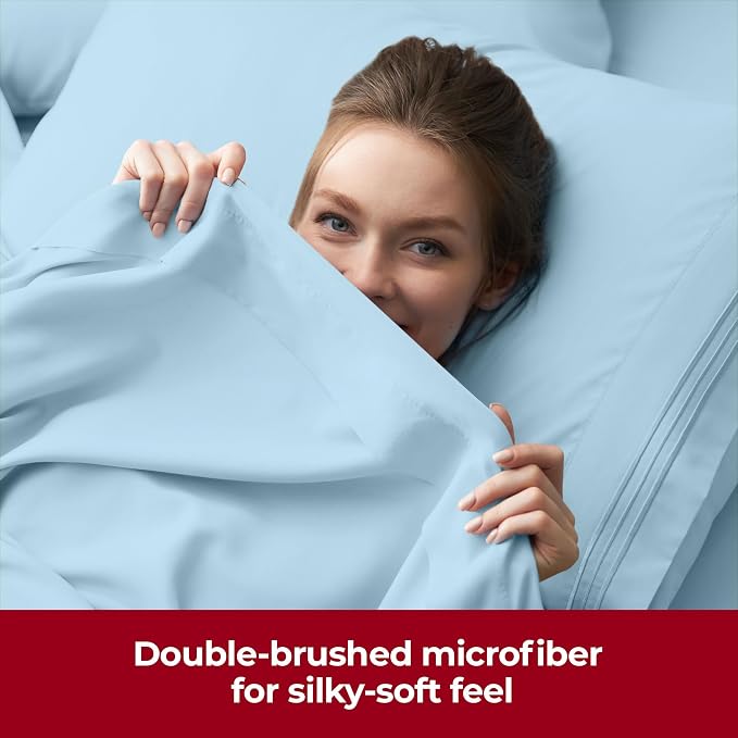Mellanni Extra Deep Full Sheets - 4 PC Iconic Collection Bedding | Hotel Luxury, Ultra Soft, Cooling Bed Sheets - Wrinkle, Fade, Stain Resistant (Full, Aqua)