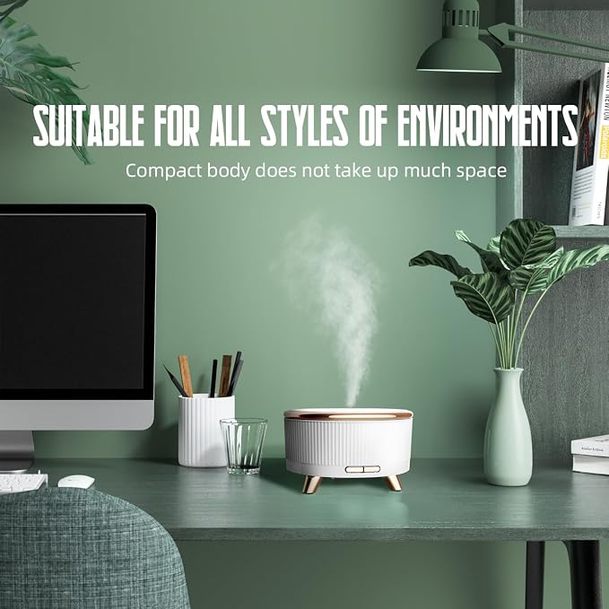 500ML Large Capacity Essential Oil Diffuser, Ultrasonic Aromatherapy Diffuser with 7 Color LED Lights with Remote Control, Cool Mist Humidifier, Timed Mist, Auto Shut-Off (White)