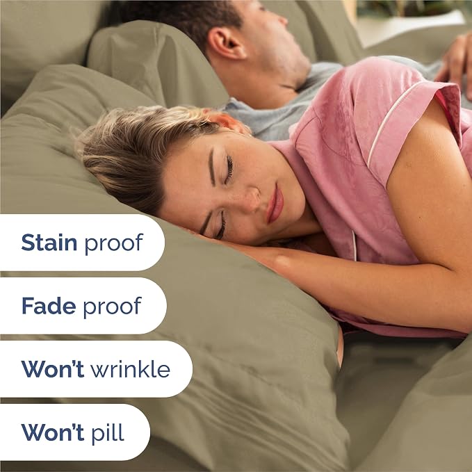 Split King Size 5 Piece Sheet Set - Breathable & Cooling Sheets - Khaki | Hotel Luxury Bed Sheets for Women & Men, Deep Pockets, Easy-Fit, Comfy, Soft and Wrinkle Free Sheets, Oeko-Tex Bed Sheet Set