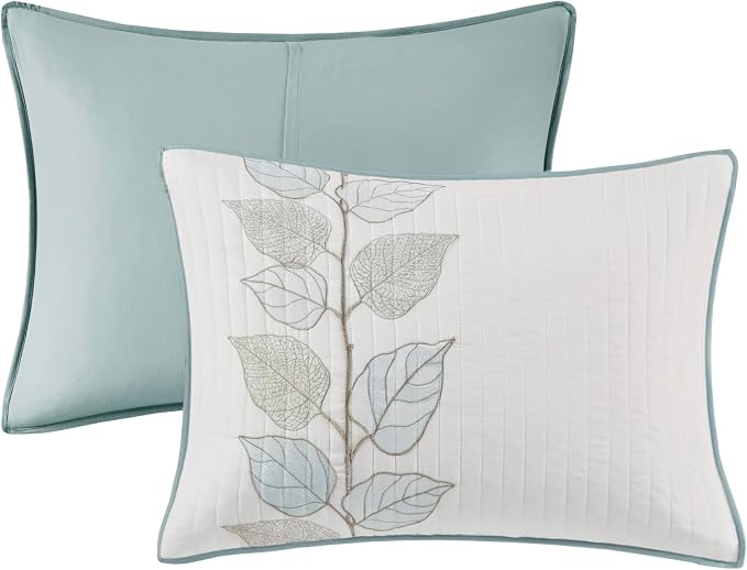 Madison Park Modern Classic Breathable Blue Queen Quilt Set, 6pc | Coverlet Lightweight Bedding Set, Machine Washable, Easy Care, Cozy, Soft, Casual, Durable
