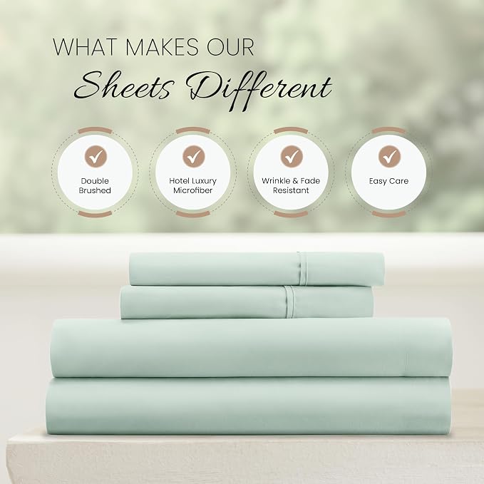 Linen Market Bed Sheets for California King Size Bed (Mint) - Sleep Better Than Ever with These Soft and Cooling California King Sheets - Deep Pocket Fits 16" Thick Beds - 4 Piece Cal King Sheet Set