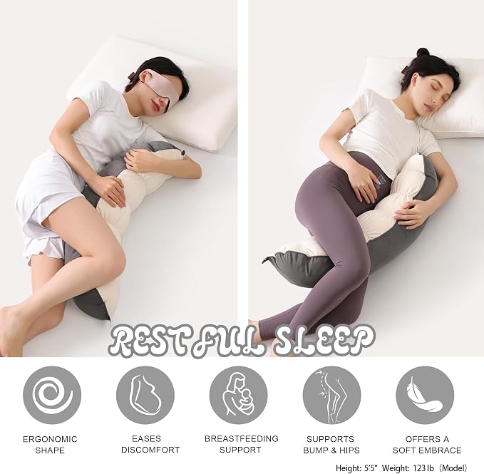 Peallow(Pat. Pend) – Long Round Body Pillow for Adults, Bolster Pillow for Sleeping, Soft and Supportive Pillow for Sleeping & Lumbar Support