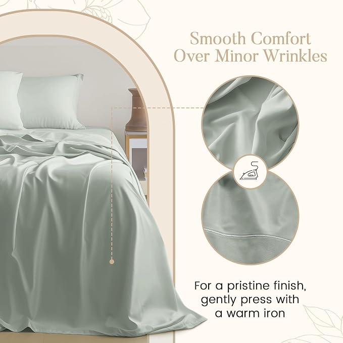 100% Egyptian Cotton Sheets Twin Size, 3PC 15" Deep Pocket Sheets - Mineral | 800 Thread Count Sateen Weave, OEKO-TEX, Soft & Comfy Breathable 800TC Cotton Bed Sheet for All Seasons, Machine Washable