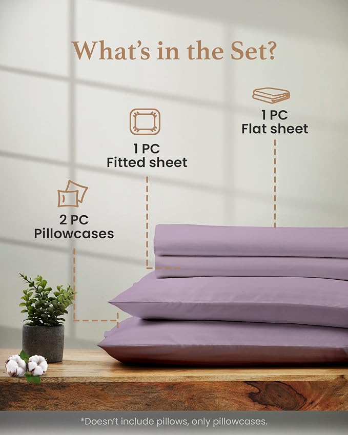Good Sleep Bedding 100% Egyptian Cotton Twin XL Sheets, 4 Piece, Silky Sateen Weave Twin XL Bed Sheets, Ultra-Soft & Durable Hotel Luxury, 16 Inch Deep Pocket Bed Sheets Twin XL - Lavender