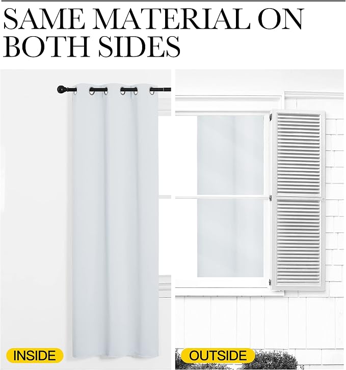 NICETOWN Greyish White Blackout Curtains for Bedroom 34" w x 36" L 2 Panels | Thermal Insulated Grommet Top Draperies Drapes for Basement Kitchen, Light Blocking Noise Reducing Room Darkening Home Decor