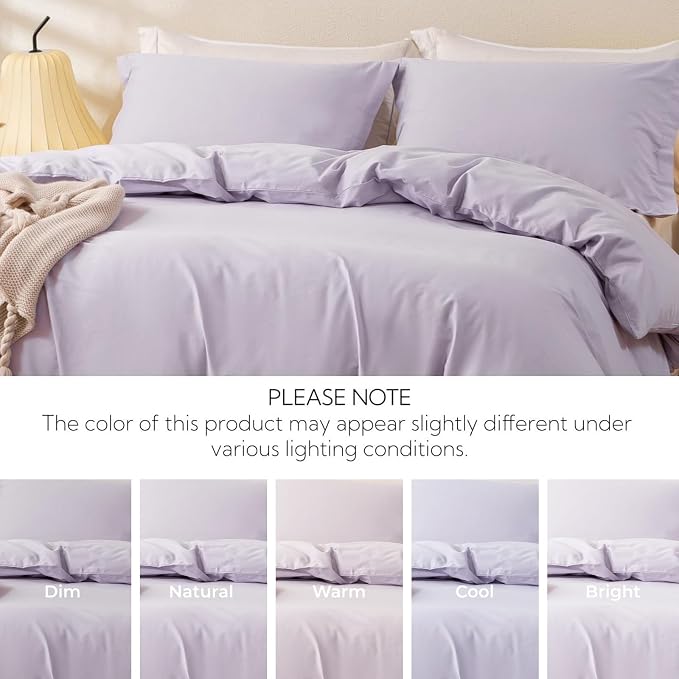 OAITE Duvet Cover Set 100% Washed Cotton Solid 3pcs | Soft,Durable,Long-staple Cotton,Hidden Zipper with 8 Interior Corner Ties,2 Pillowcases,68"X90"