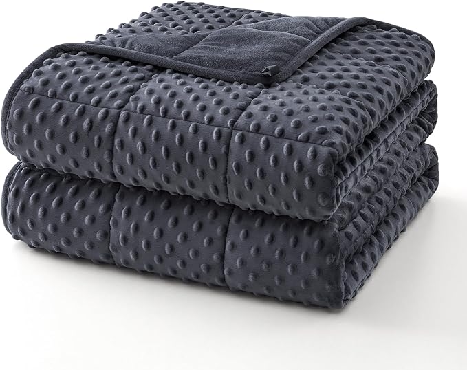 Weighted Blanket for Adults (12lbs 48"x72"), Minky Dots Heavy Blanket for 110-130lbs Sleeping, Soft, Cozy and Cooling Weighted Throw Blankets, Machine Washable, Grey
