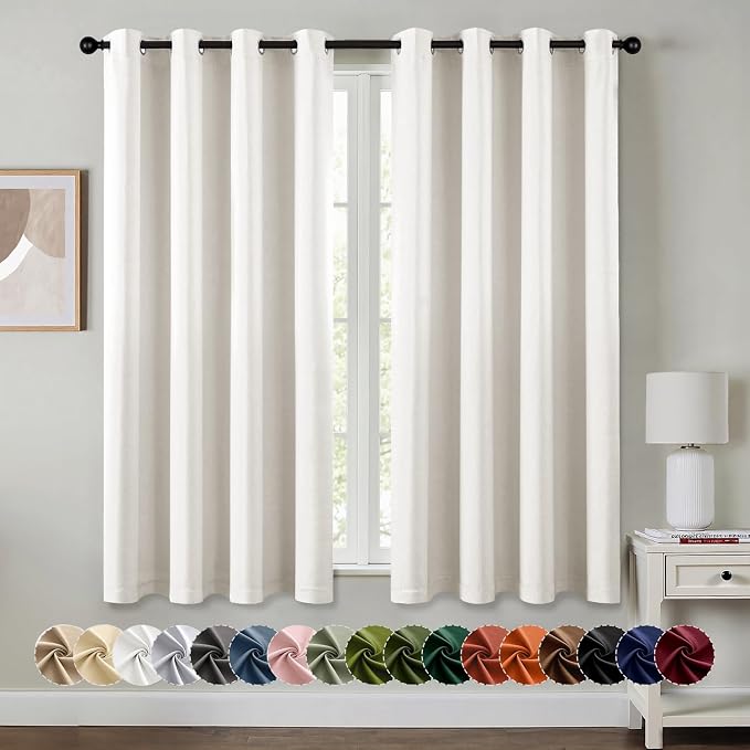 MIULEE Blackout Curtains for Bedroom 2 Panels 55 x 68 Inch Long Ivory | Thermal Insulated, Living Room Darkening Grommet Drapes, Noise Reducing, Light Blocking Window Treatments