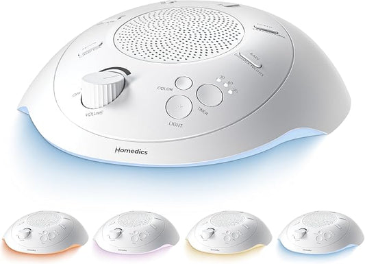 Homedics Sleep Better Portable Sound Machine, Night-Light, Soothing Sounds | White Noise, Auto Shutoff, Auto-Off Timer, Travel, 12 Soothing Sounds Including White Noise, Ultra-Portable Design, Rain