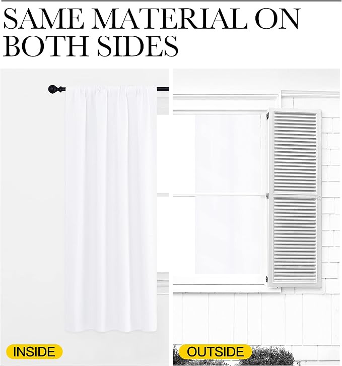 NICETOWN RV Curtains for Camper Windows, White Curtains for Kitchen Window, Home Decoration Light Filtering Drapes for Small Window (29" Wide by 20" Long, 1 Pair)