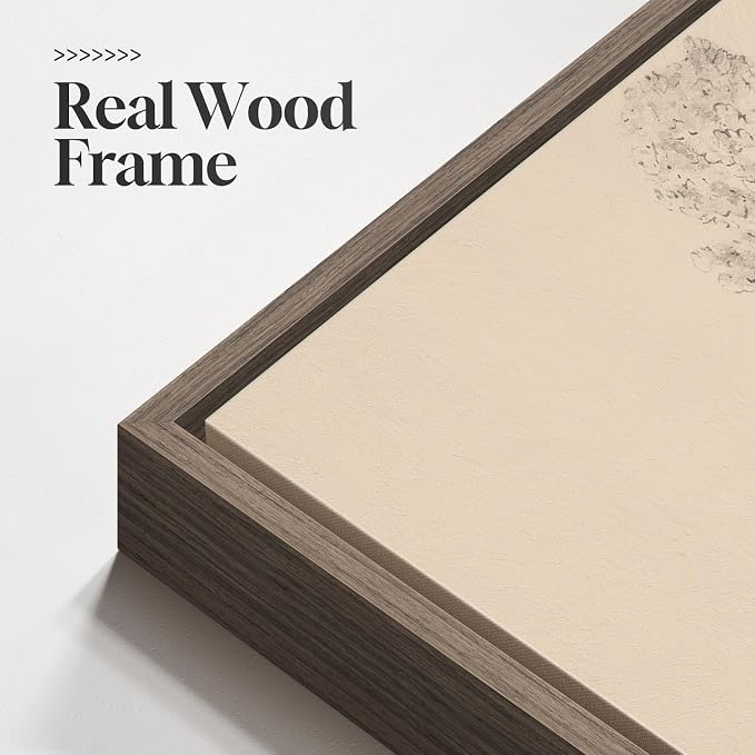 Large Framed Vintage Neutral Tree Sketch Wall Art for Living Room, 20x30 In | 3 piece, Rustic, Retro, Rustic, Canvas artwork, Nature print, Antique, Dining room wall decor, Ready to hang, Wood frame