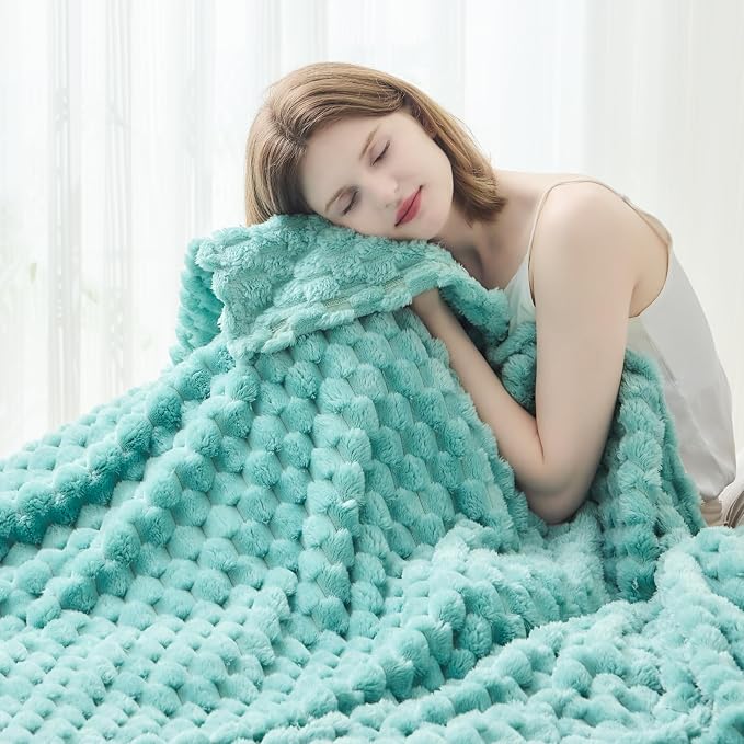 NEWCOSPLAY Fleece Clouds Cozy Throw Blanket for Couch, Sage Green, 50"x60" | Premium Silky Flannel Blanket, Soft Lightweight Fluffy Throw Blanket for Bed Sofa Decor, Gift for All Season Use
