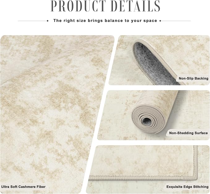 6x9 Area Rug Living Room: Modern Washable Indoor Soft Carpet Beige | For Bedroom Dining Room Farmhouse Nursery Hallway Office,Modern Abstract,Machine washable,Non-Slip,Stain Resistant,Indoor