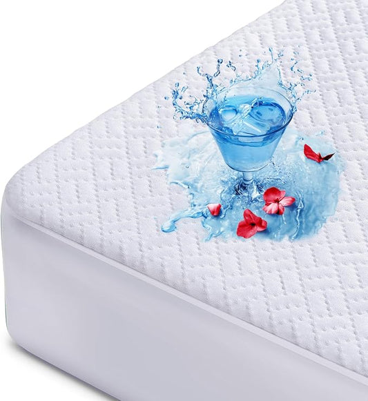 Hanherry 100% Waterproof Mattress Protector Twin XL Size, Mattress Cover 3D Air Fabric Cooling Mattress Pad Cover Smooth Soft Breathable Noiseless, 8''-21'' Deep Pocket
