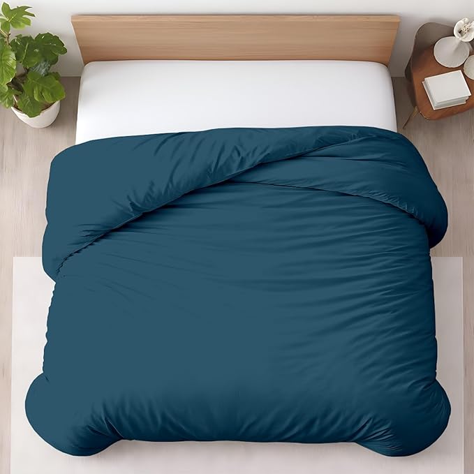 1 Pc Duvet Cover Queen Size/Full Size-100% Egyptian Cotton 600 Thread Count Ultra Soft Premium Durable Comforter Cover Zipper Closure & Corner Ties- (Green Teal, 90" X 90")
