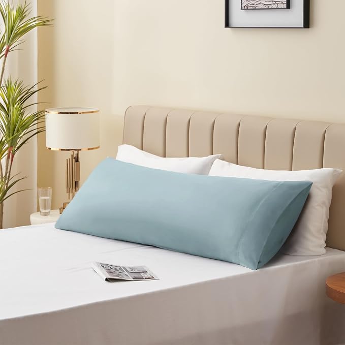 BEDELITE Body Pillow Pillowcase, Rayon from Bamboo, Haze Blue, 20"x54" | Cooling and Breathable Body Pillow Cover for Hot Sleepers & Night Sweats, Silky Soft Full Long Pillow Case, Envelope Closure