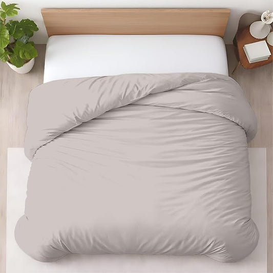 1 Pc Duvet Cover King Size-100% Egyptian Cotton 600 Thread Count Ultra Soft Premium Durable Comforter Cover Zipper Closure & Corner Ties - (Light Grey, 104" X 94")