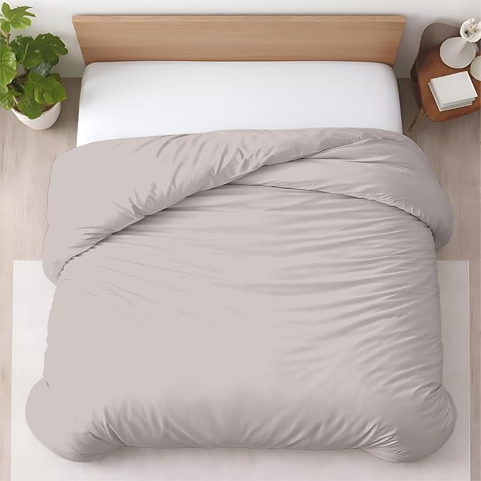 1 Pc Twin XL/Twin Duvet Cover Only-100% Egyptian Cotton 600 Thread Count Ultra Soft Premium Durable Comforter Cover Zipper Closure & Corner Ties - (Light Grey, 68" X 90")