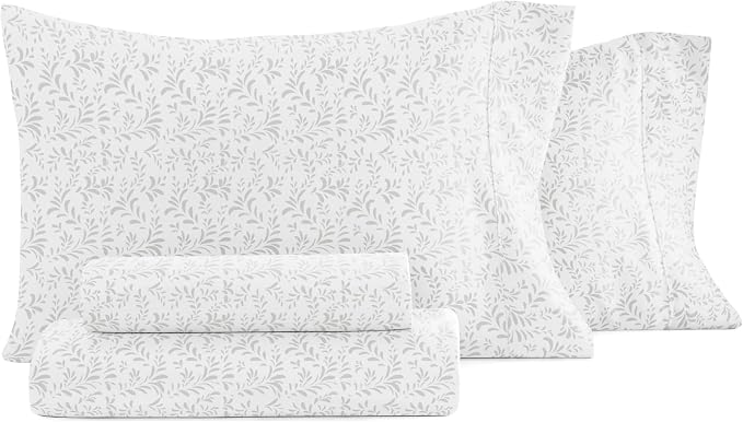 Linen Market 4 Piece King Size Sheets (Gray Vines) - Sleep Better Than Ever with These Ultra-Soft & Cooling King Sheets for Your King Size Bed - Deep Pocket Fits 16" Mattress