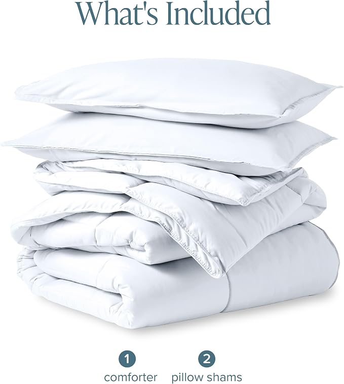 Bare Home Comforter Set - 1800 Ultra Soft (Oversized King, White) | All-Season, Breathable, Hypoallergenic, Premium 1800, Warm, Cozy
