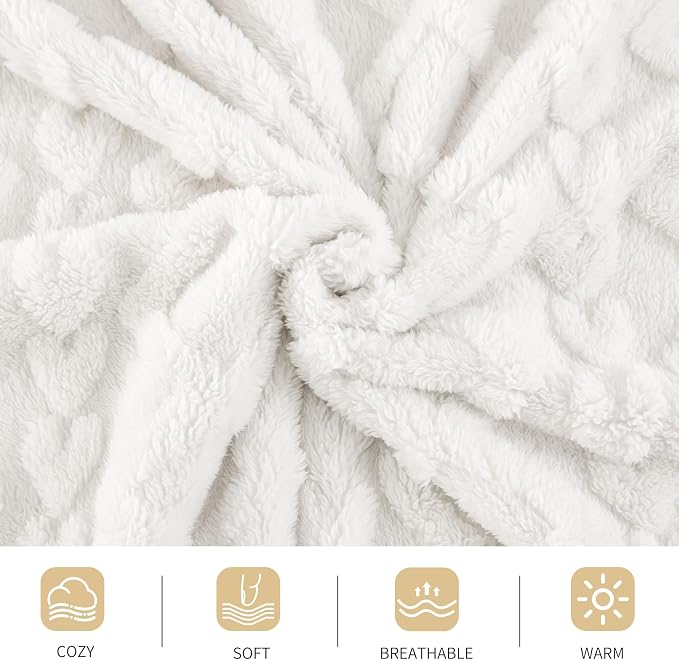Aganear Fleece Throw Blanket for Bed Couch 90"x108" White | Lightweight Fuzzy Throw,Warm Gift for Women,Christmas,Housewarming,Soft,Boho Design for Room Home Decor,All-Season Use